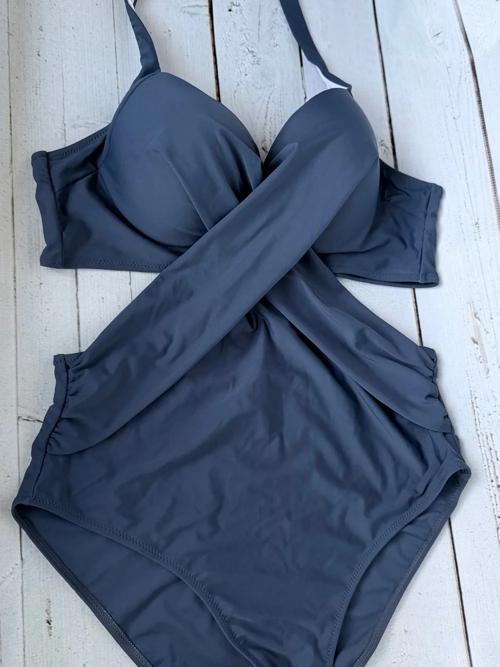 Cupshe Navy Twist-Halter One-Piece Swimsuit